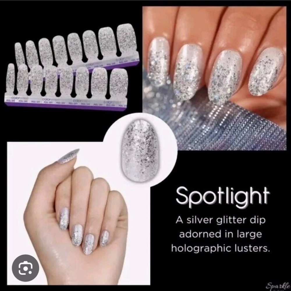 Color Street Spotlight Silver Glitter Press-On Nails